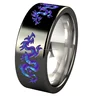 Custom flat profile with dragon carvings ring with shifting purple color