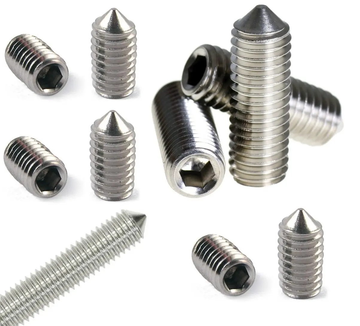 3mm Bolt Base M3 x 3 A2 Stainless Steel Cone Point Grub screws Hex Socket Set screw DIN 914-5 Pack