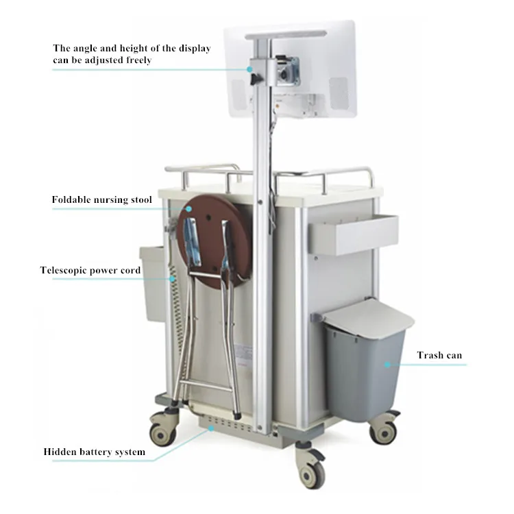 High quality medical computer trolley for sale mobile working station