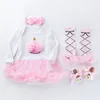 infant valentine chiffon ruffle romper 0-12M cake baby girl christmas outfit with legging set