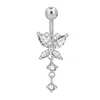 Silver Navel Piercing w/clear CZ navel dangle