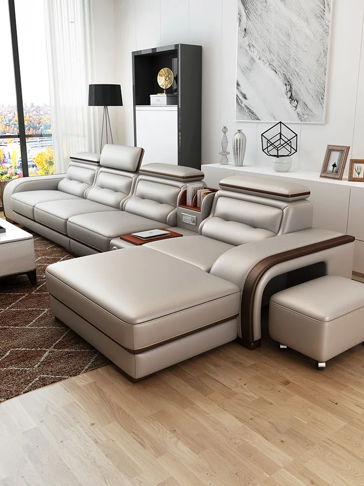 big house combination living room set real genuine leather sofa