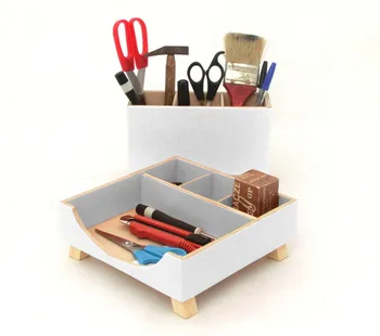 White Office Accessories Wooden Desk Organizer Box Set Buy High