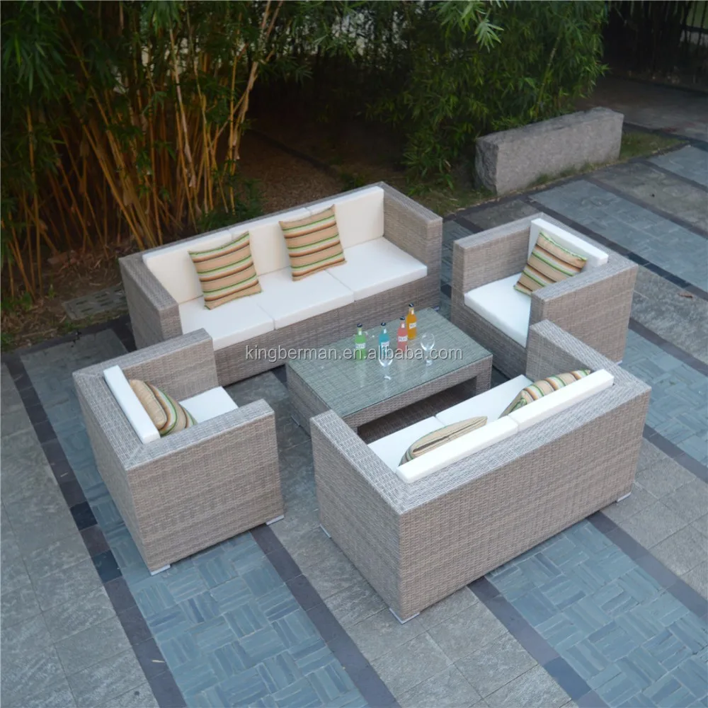 Pe Rattan With Waterproof Fabric Outdoor Furniture Garden Sofa Set