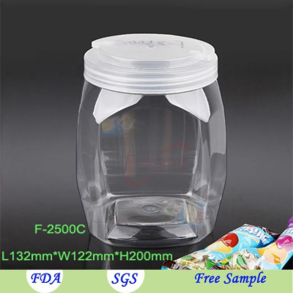2500ml Clear Plastic Sweet Jars with Yellow Caps 1-16 Multi Listing 