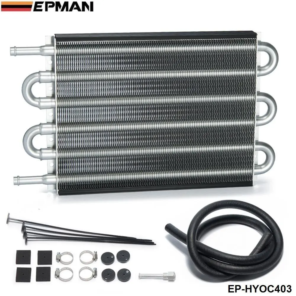 Get Quotations · EPMAN Universal 6 Row Aluminum Heavy Duty Transmission Oil Cooler Auto Manual Radiator Converter