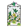 Flower Theme Stained Glass Art with Metal Frame Garden Stake