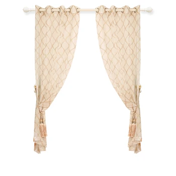 Grommet Dolly Sheer Voile Curtain Stripe Embroidered Tulle Fabric