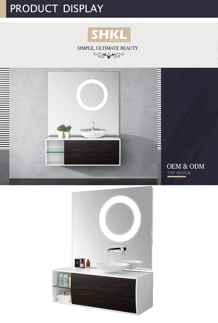 luxury single sink black walnut wall mount bathroom vanity cabinets