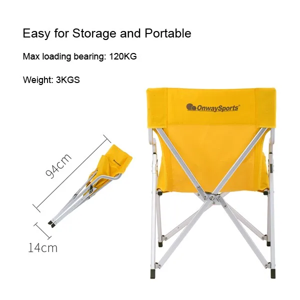 Onwaysports Patio Ultralight Portable Yellow Camping Chair Foldable Ow