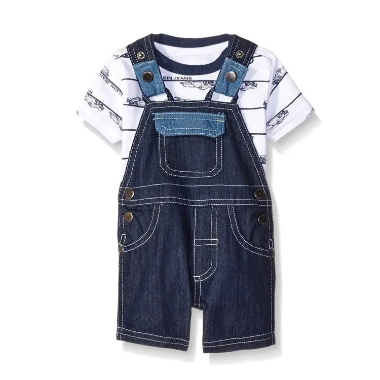 Wholesale little boys denim fashion strap baby clothes set with t-shirt (4).jpg