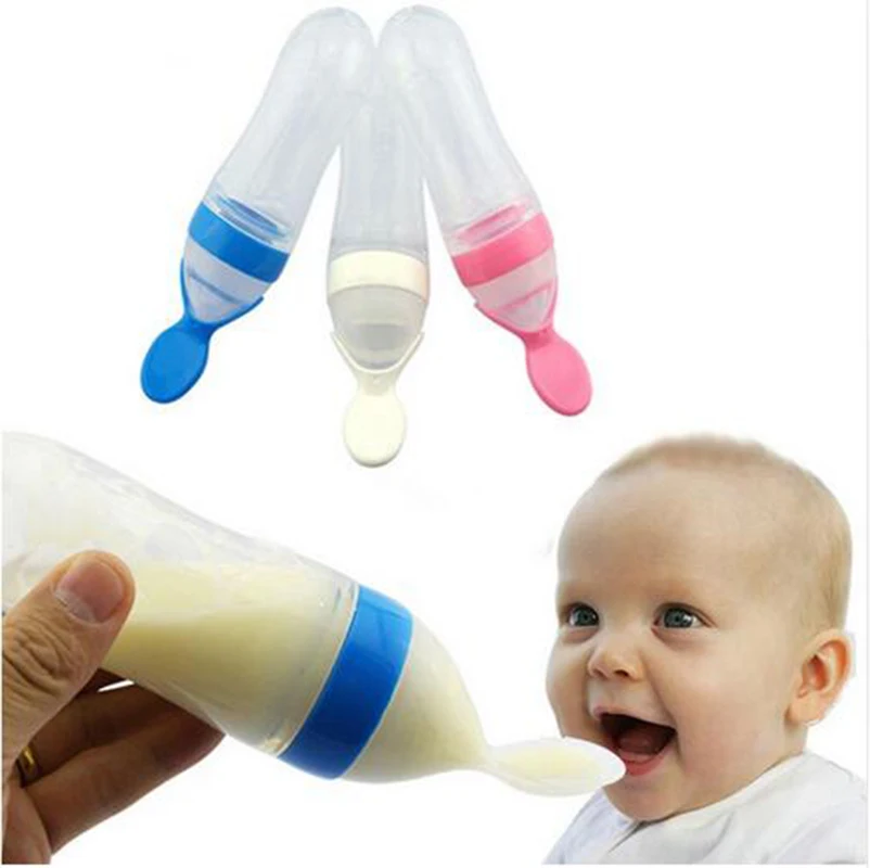 Baby Infant Newborn Toddler Silica Gel Feeding Bottle Spoon Food