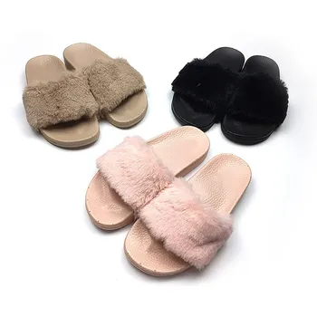 fur slippers for girls