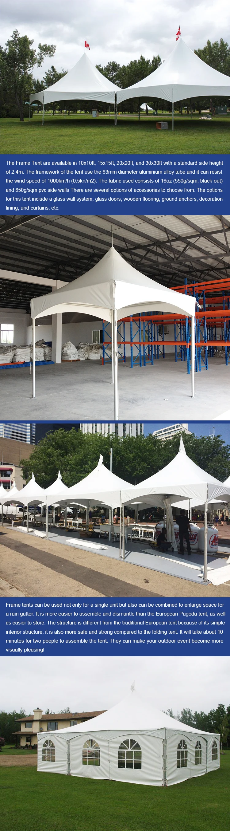COSCO High Peak Marquee Party Event Tent Temporary House Aluminum Frame Tent With Clear Window