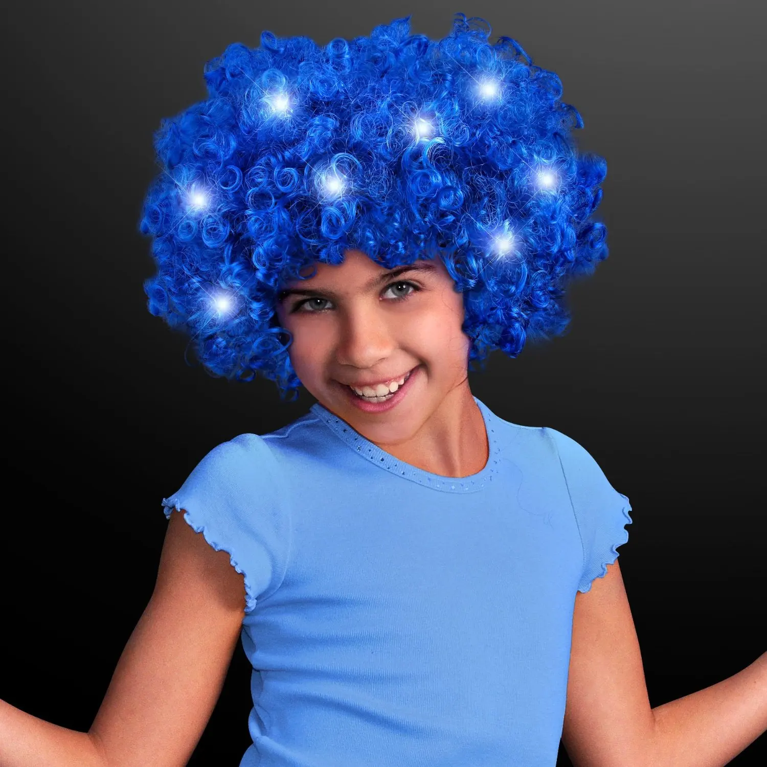 blue afro wig