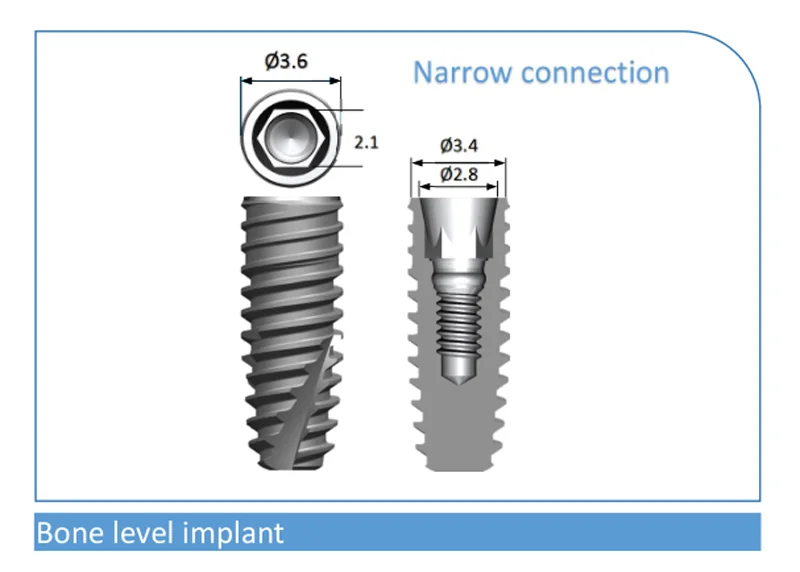 High Quality Submerged Type Internal Hex Titanium Implant Bone Level