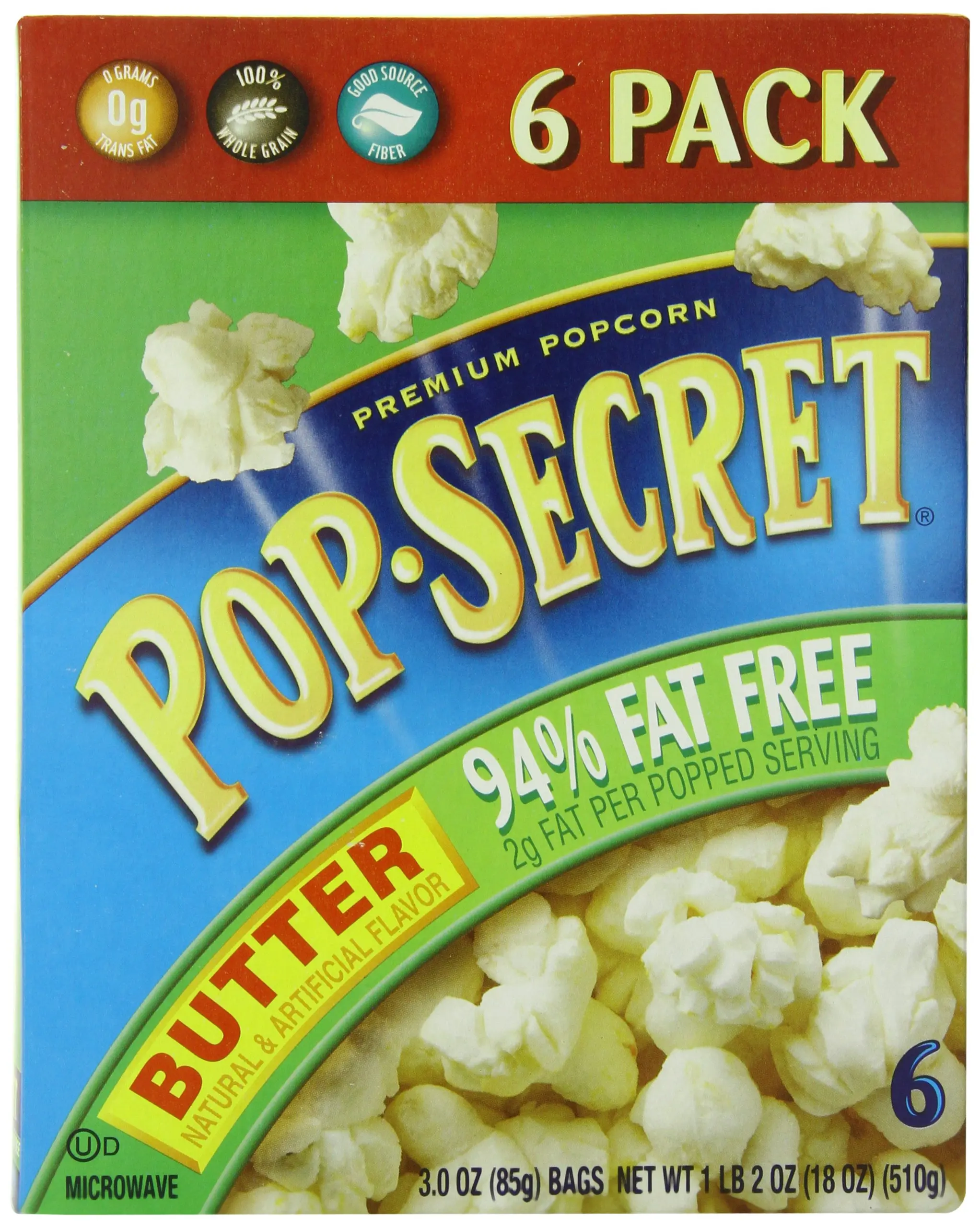 Pop Secret 94% Fat Free Butter Popcorn, 3.0 oz. Bags, 6 Count