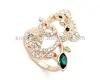 Hot sale Austrian SW crystal 18K gold panda eat bamboo leaf diamond ring