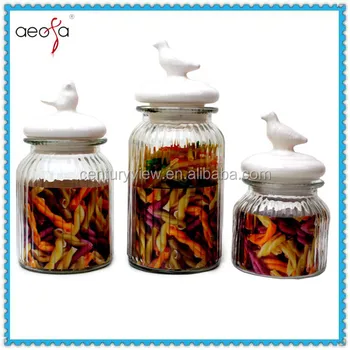3set Bird White Ceramic Cap Clear Gl Storage Jar Tea Coffee Sugar 3set Bird White Ceramic Cap Clear Gl Storage Jar Tea Coffee Sugar