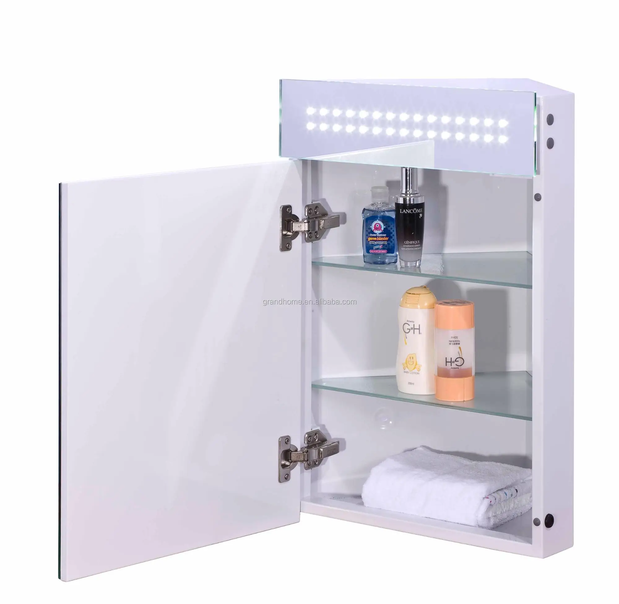 Factory Price Wall Mounted Triangle Mirrored Cabinet Bathroom Led