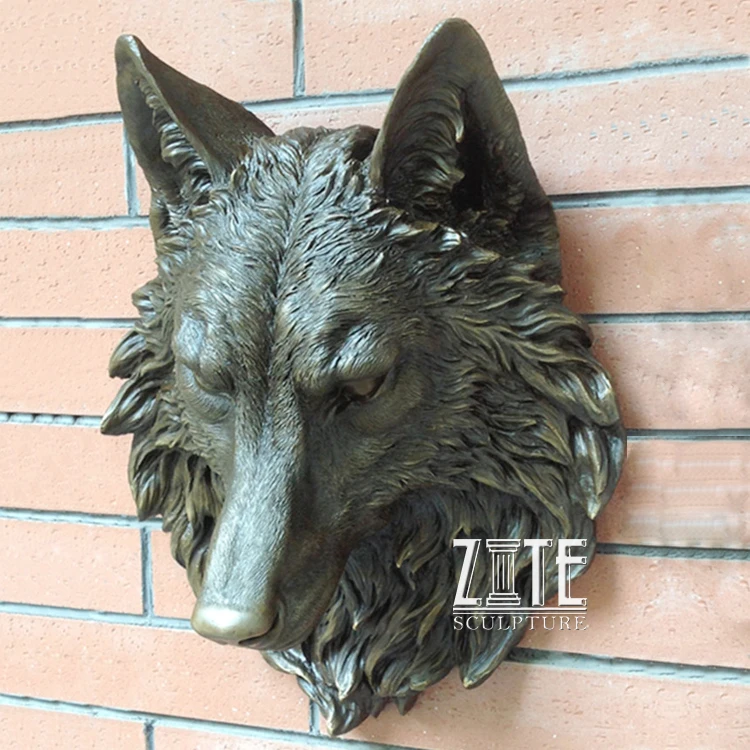 Wall Decor Metal Animal Bust Sculpture Bronze Wall Mounted Wolf Head Statue  - Buy Bronze Wolf Head,Wall Mounted Wolf Head,Animal Head Sculpture Product  on 