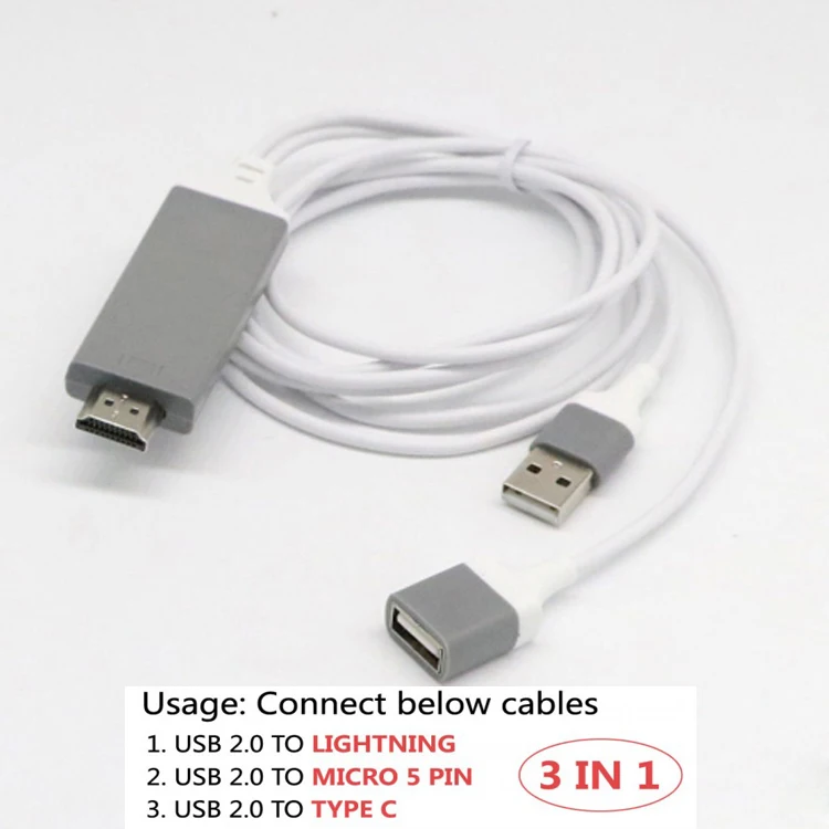 MHL cable For Apple Iphone 7 6s Plus IOS