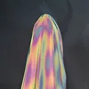 Fashion style high visibility color change rainbow reflective spandex fabric for shoes