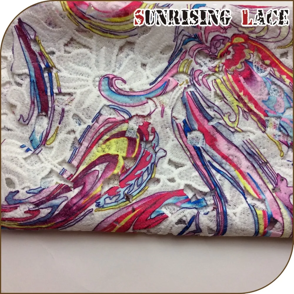 polkyester korean water soluble printing milk polyester embroidery lace fabric