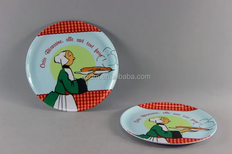 French Style Printing Melamine Round Plate