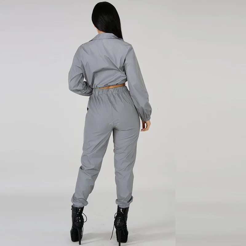 Womens Reflective Jacket Two Piece Set 