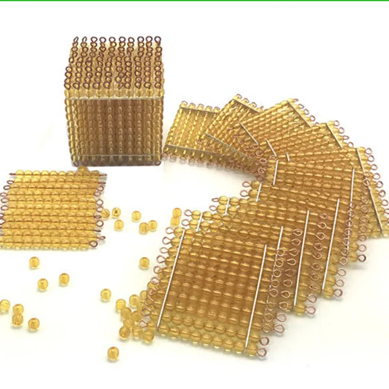 Bank of gold beads montessori-montessori mathematics activity 