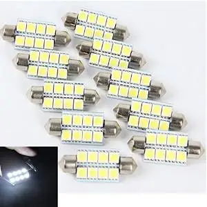 10Pcs 5050 41mm 8SMD Car Interior Dome Festoon LED Light Bulbs Lamp White DC12V