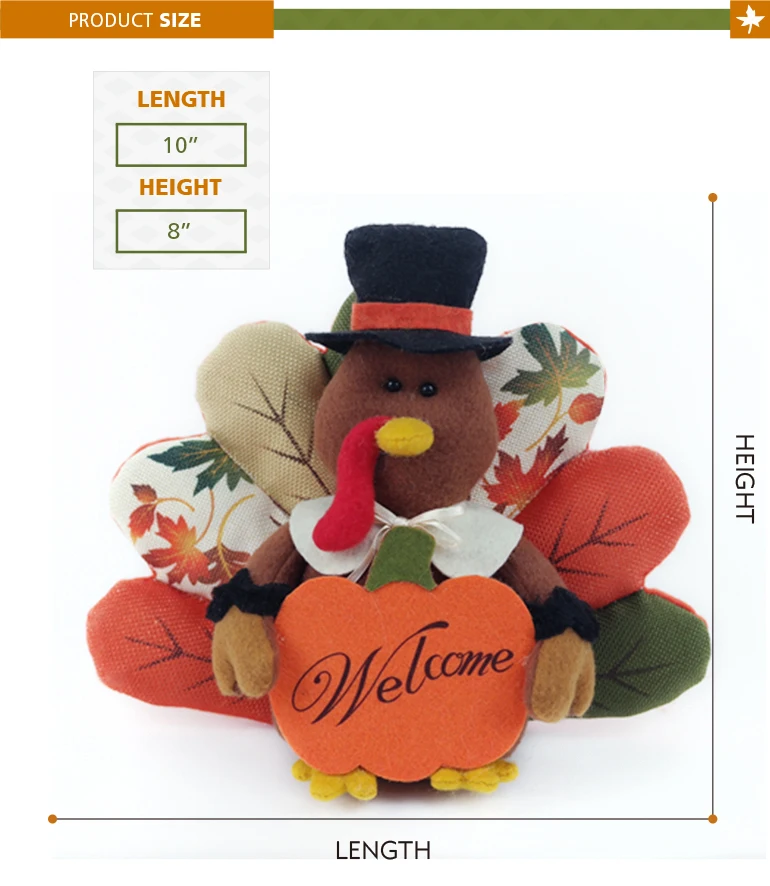 Table Top Sitting Turkey Plush Toy Thanksgiving Decorations For