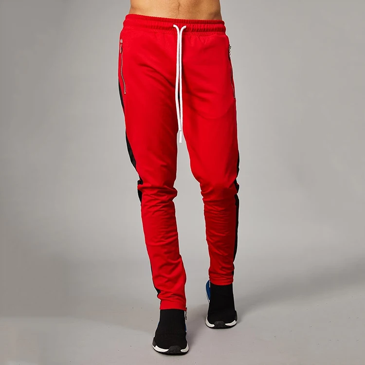 Custom Men Red Slim Fitted Polyester Plain Skinny Tracksuit - Buy ...