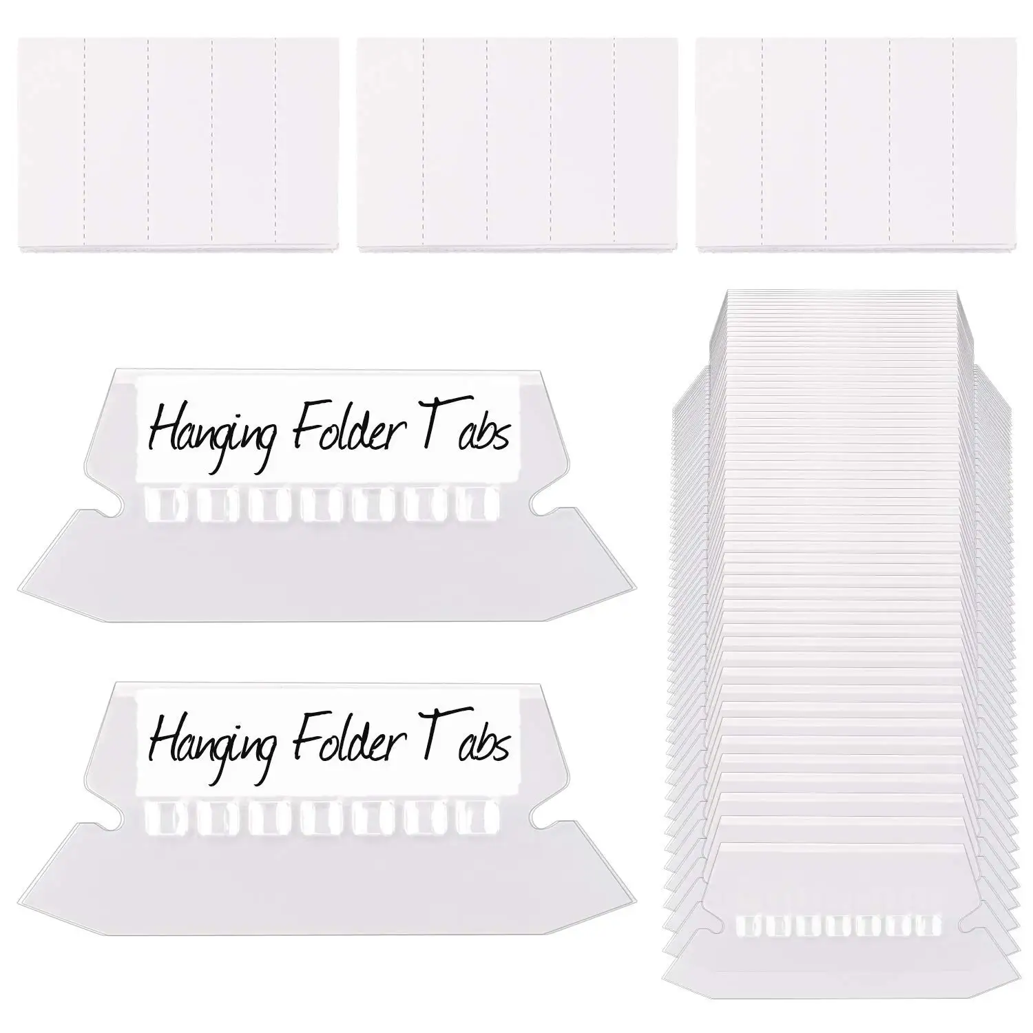 Hanging Folder Tabs and Inserts for Distinguish Hanging Files and Easy to Read 2 Inch 125 Tabs with 150 Inserts