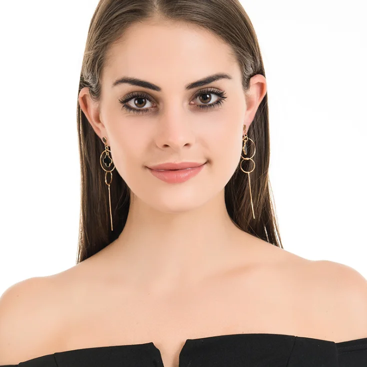 7 Crystals Earrings Hoop Climber S925 Sterling Silver Earrings