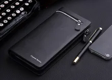 2016 New Business Long Designer Men s leather wallet with zipper Man Purse with Coin Pocket