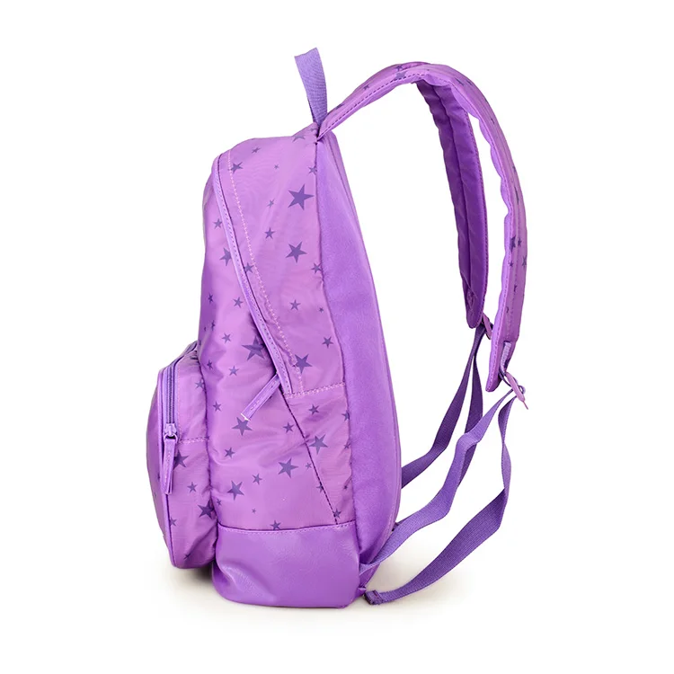 Plain Purple Twill Nylon Waterproof Girls Bagpack School Backpack For ...