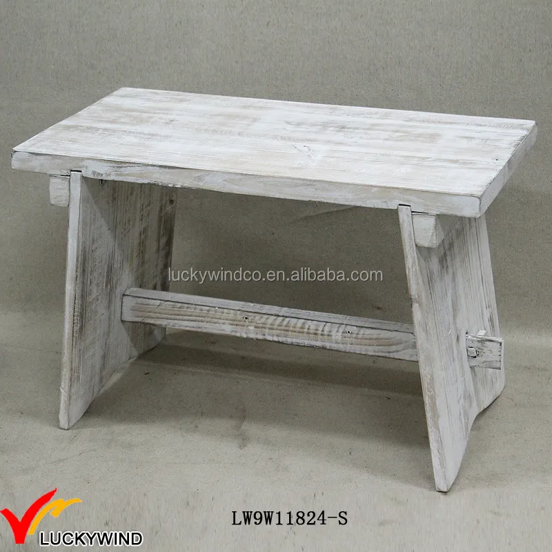 white wooden stool