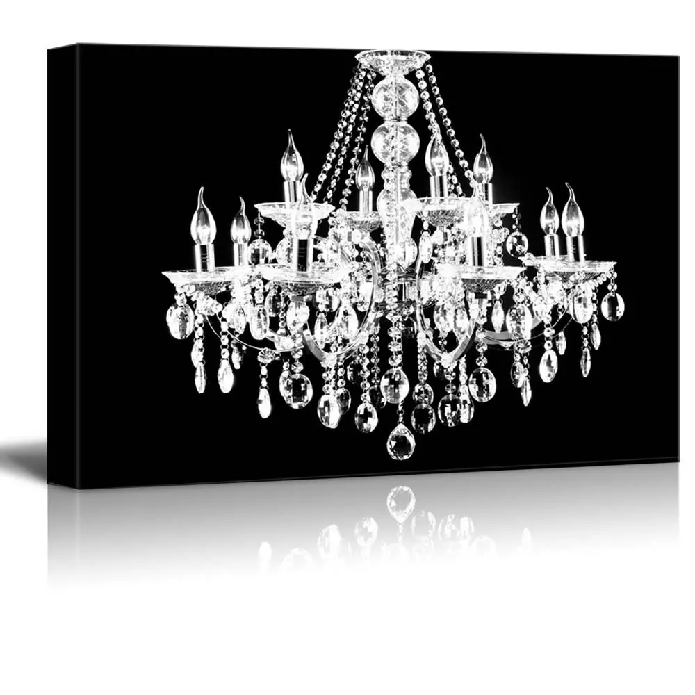 Chandelier Canvas Art Find Deals On Get Ations Wall26 Canvas Wll Art Crystal White Chandelier On Black Background Giclee Print And