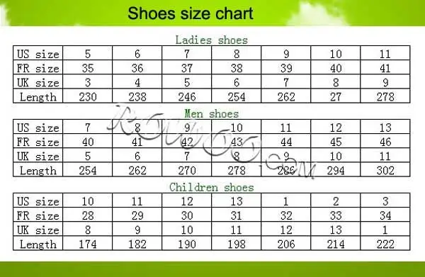 African Shoe Size Chart