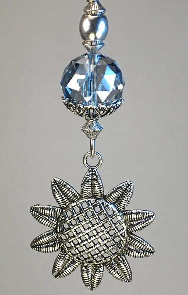 Buy Silvery Textured Sunflower With Pale Blue Faceted Glass