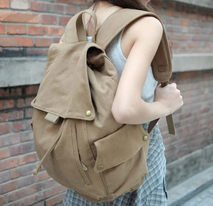 vintage canvas standard size hiking travel military backpack messenger tote bag