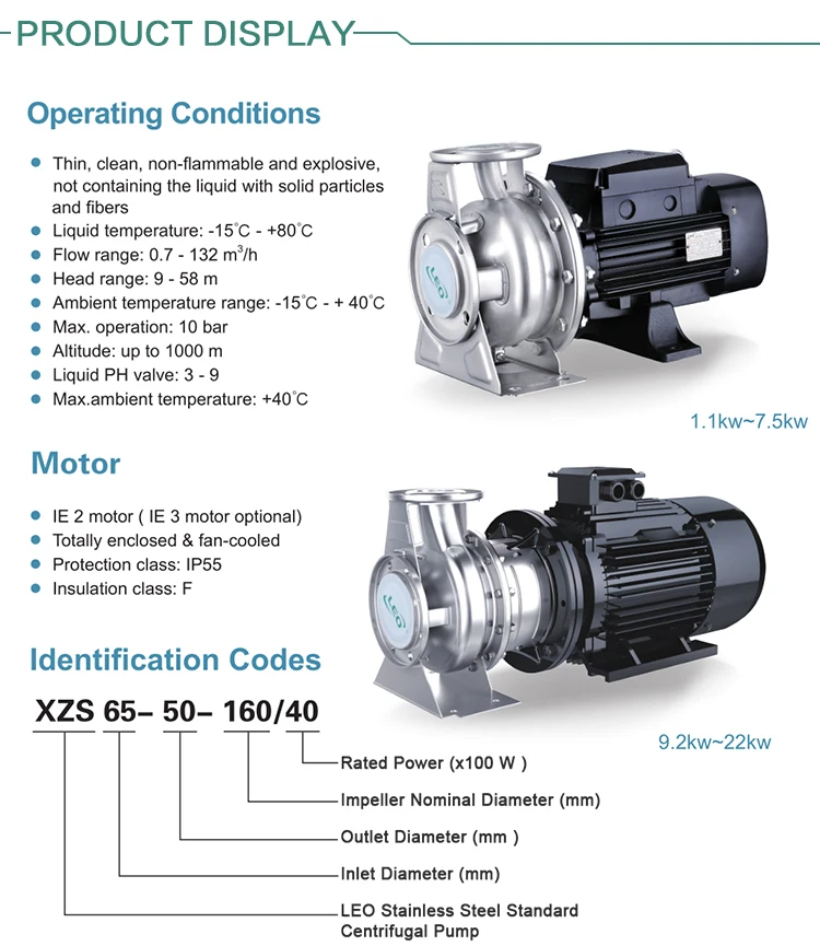 Leo Stainless Steel Standard 380v/50hz 5.5hp 4kw Centrifugal Water Pump