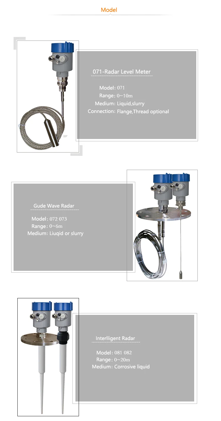 High frequency radar Liquid flange level gauge transmitter Cement Silo Radar Level sensor