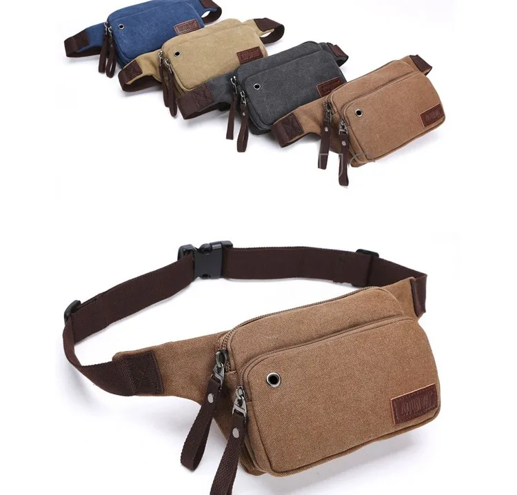 Canvas Side Fanny Pack High Quality Outdoor Cycling Waist Bag For Men ...