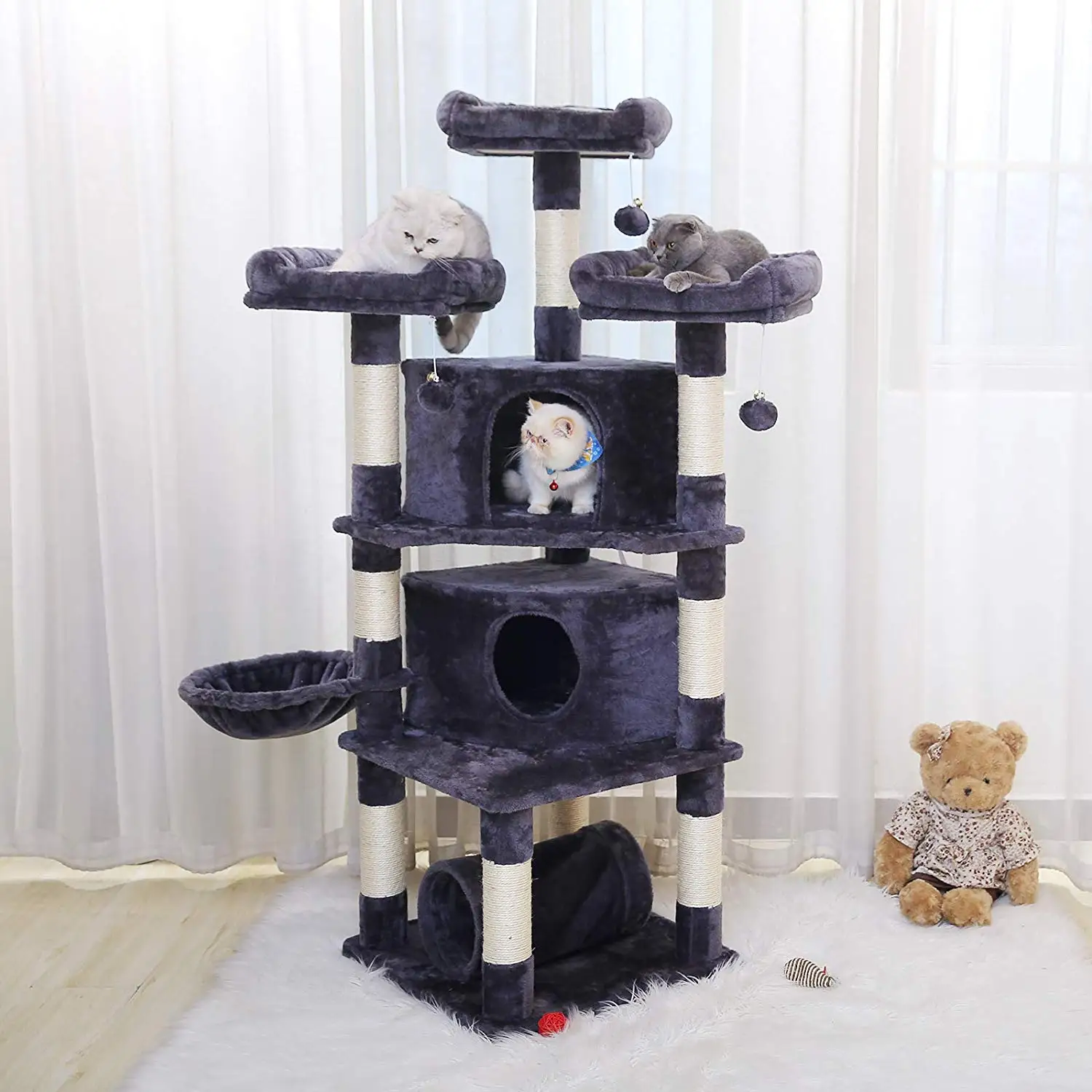 Cat Tree Toy Furniture Cat Activity Tree Purple Pet Toys Big Cat Tree ...