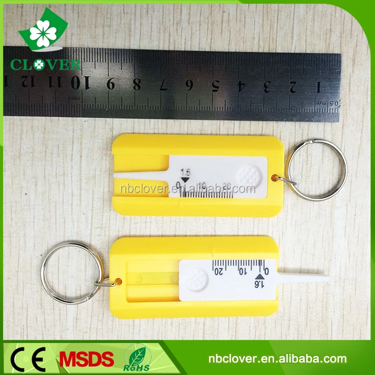 Plastic Tread Depth 020mm Tire Tread Depth Gauges With Keyring For Car
