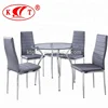 5 Piece Dining Table Set Round Kitchen Table and Chair with Glass Top and 4/6 Chairs Dining Room Set