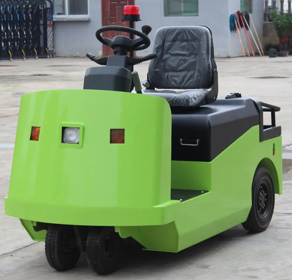 3.0 Ton Electric 3000 Kg Tow Tractor Duduk Rider Baterai Bagasi Bandara ...